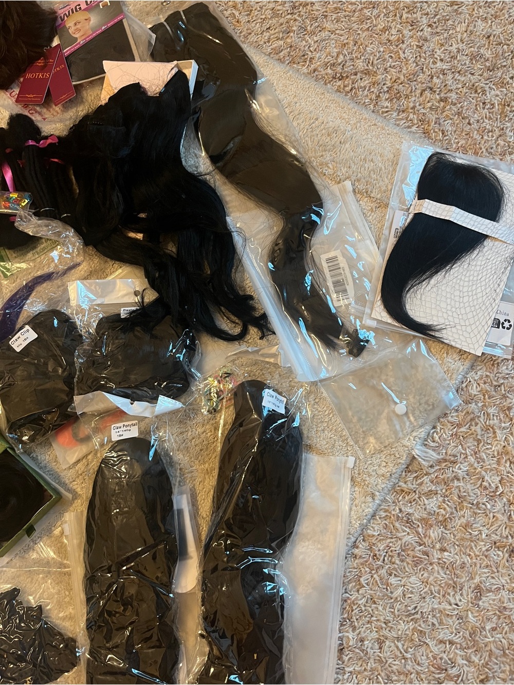 NWT Huge Assorted Human Hair Extensions & Wigs & Lashes both Human and Synthetic - Picture 3 of 15